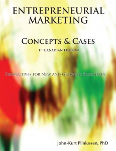 Dr. John Pliniussen's textbook cover "Entrepreneurial Marketing Concepts and Cases"