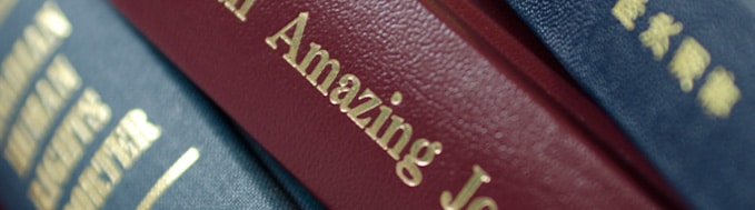 Foil Stamping: Close up of gold foil stamping on spine of library edition hardcover book printing.